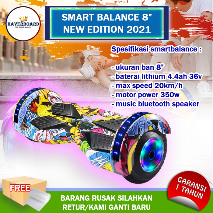 HOVERBOT hoperbot haper bot 8 inch 350W 20Km/hr led haverboard anak listrik murah smart balance whee