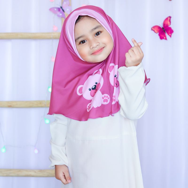 hijab instant motif teddy bear