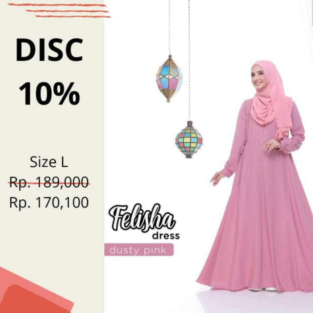 SALE READY STOCK SIAP KIRIM DRESS FELISHA By Azamka Hijab