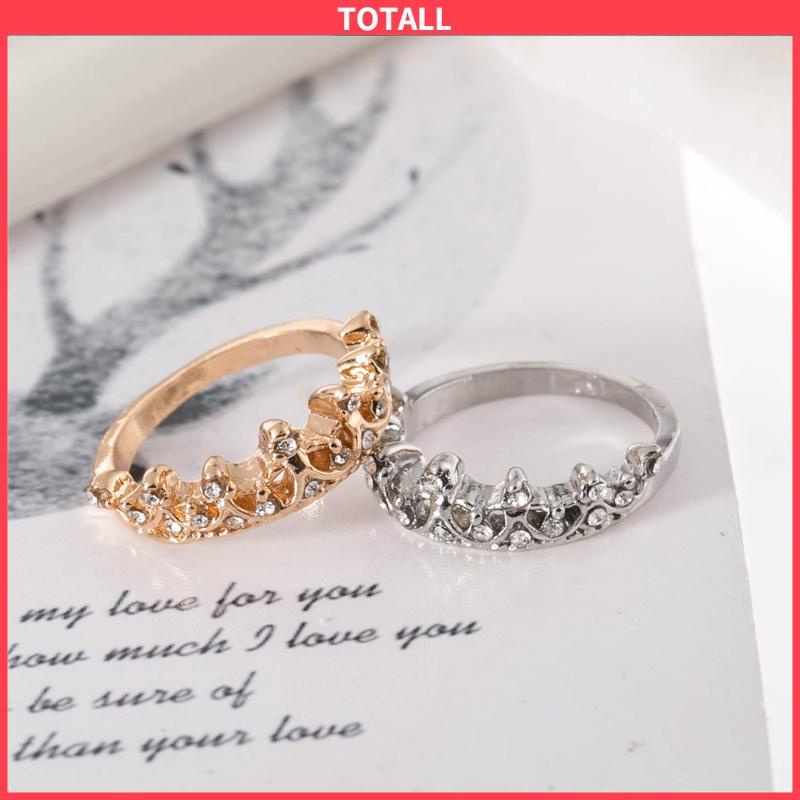 COD Bentuk Mahkota Fashion Ratu Temperamen Hollow Out Micro Diamond Engagement Wedding Ring-Totall