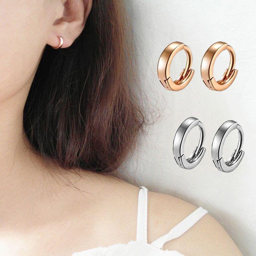 NICKOLAS1 Anting Warna Emas Gadis Wanita Hadiah Hip-hop Slim Ear Clip