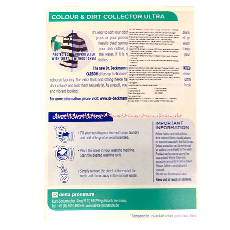 Dr Beckmann Colour &amp; Dirt Collector Ultra 10Sheet Sabun Cuci Kertas Lembar Untuk Baju Hitam Gelap Dr Bekman Drbeckmann Dr Beckman's