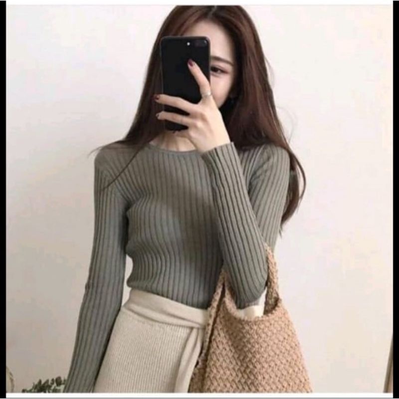 INNER RAJUT AGATA//BAJU WANITA LENGAN PANJANG NGEPRES BODY GAYA KOREAN STYLE//UNTUK BB 35-60 KG