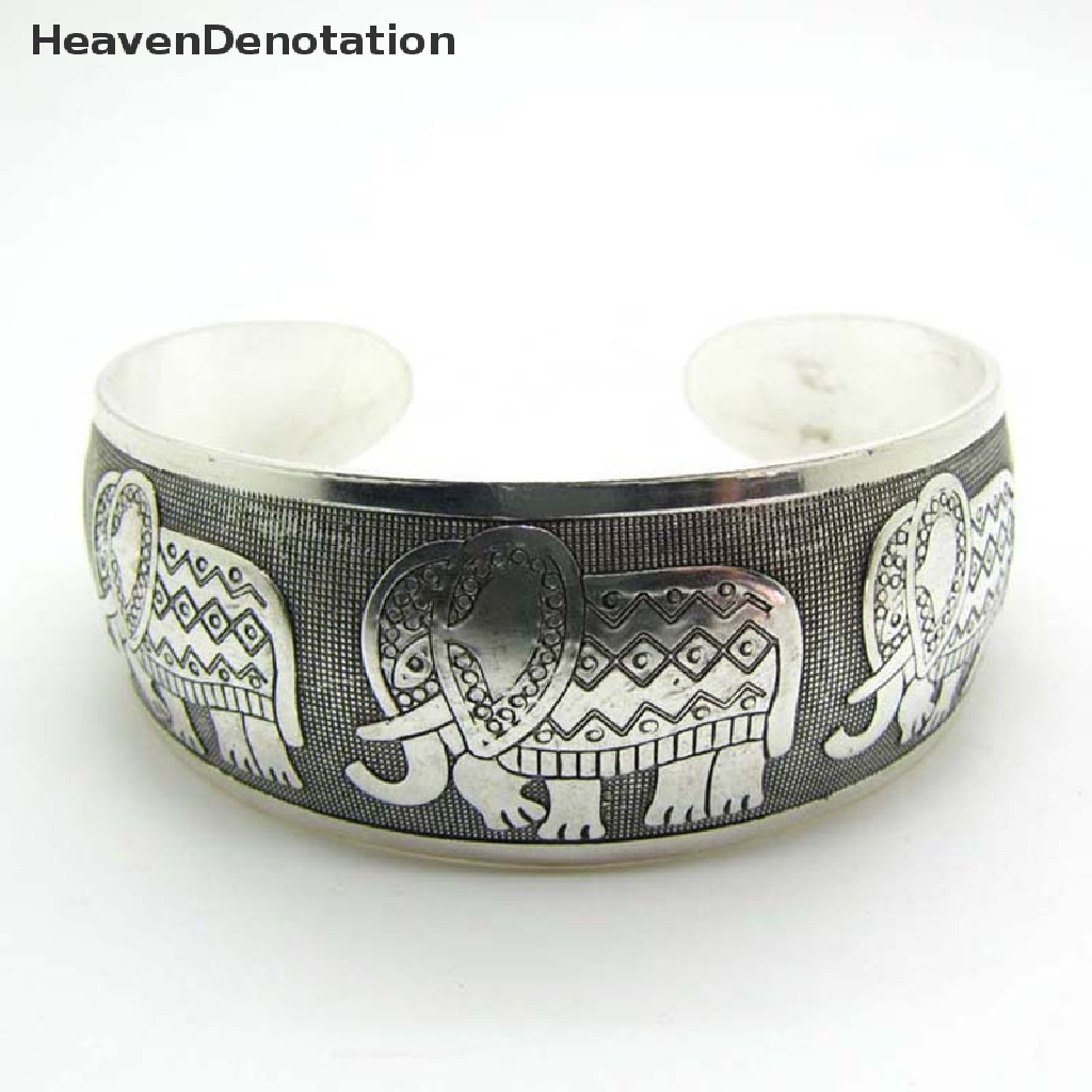 Gelang Bangle Cuff Desain Totem Tibet Warna Silver Untuk Wanita