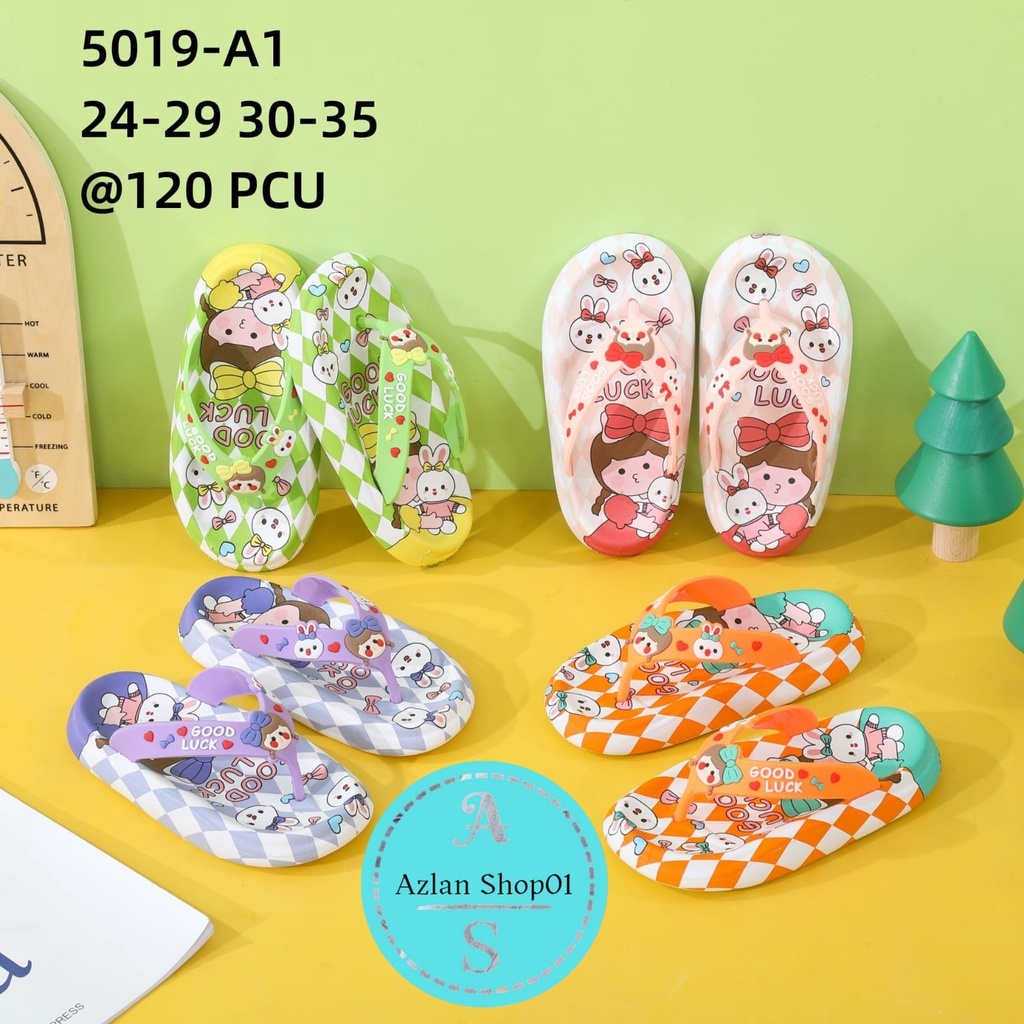 Sandal karakter anak perempuan karet jelly chibi goodluck 5019-A1 (24-35) sandal jepit anak terbaru