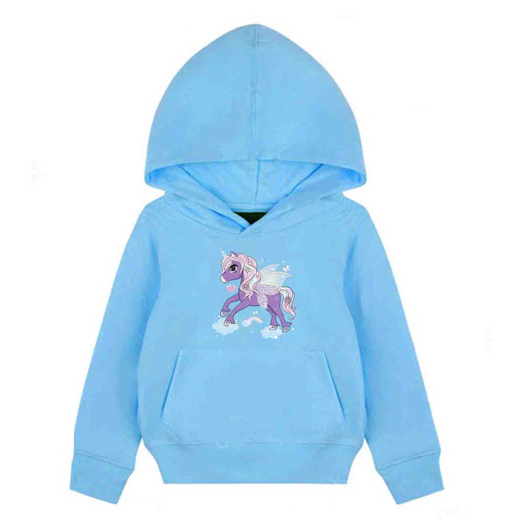 Hoodie Anak Purple Unicorn Sweater Pakaian Fleece  M - XL