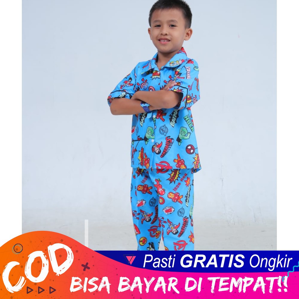 PIYAMA ANAK  BAHAN  KATUN  BAJU  TIDUR ANAK  TANGGUNG AVENGER 