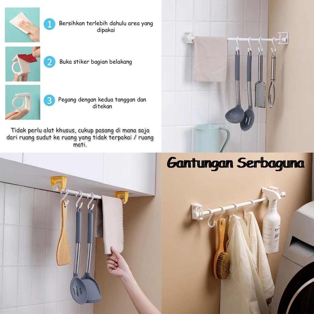 (KIM)Bracket tiang serbaguna, bracket tempel gantungan, bracket 360, bracket jendela, bracket gorden, bracket pintu, bracket tiang fleksibel