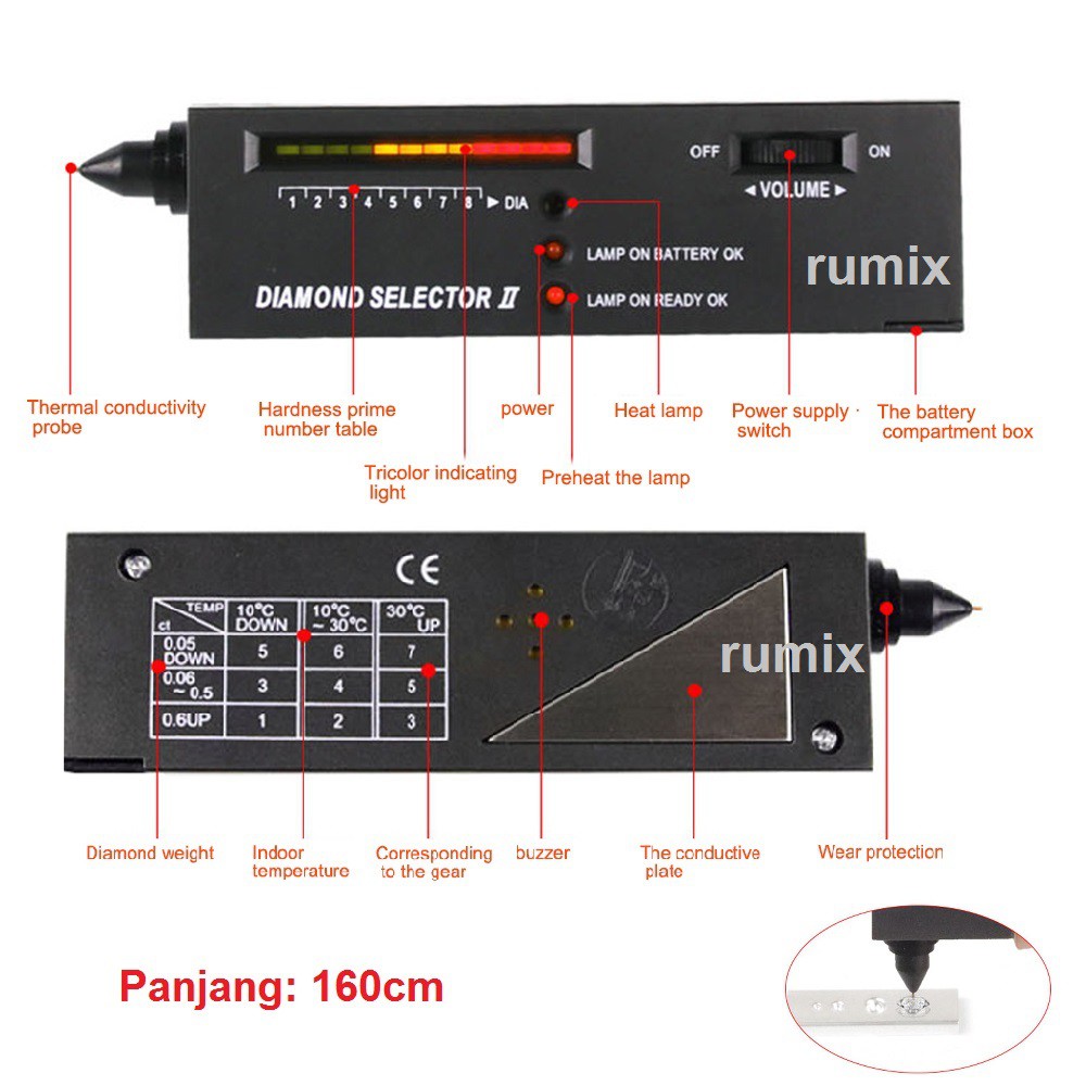 Alat Deteksi Gemstone Berlian Diamond  Selector Ⅱ Pengukur Batu Akik Tes Batu Tester Moissanite