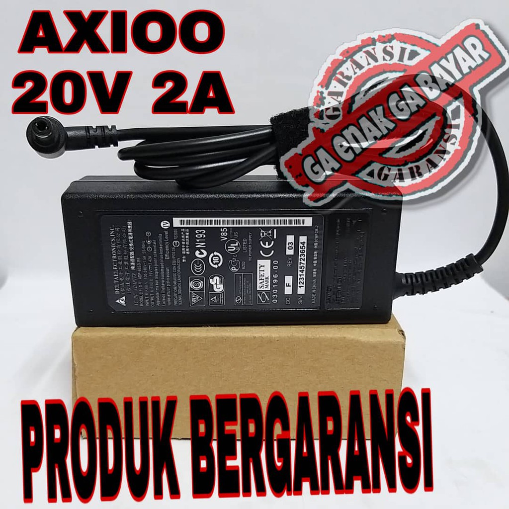 [TERLARIS]Adaptor Charger LAPTOP NOTEBOOK AXIOO DELTA 20V 2A Original BONUS KABEL POWER