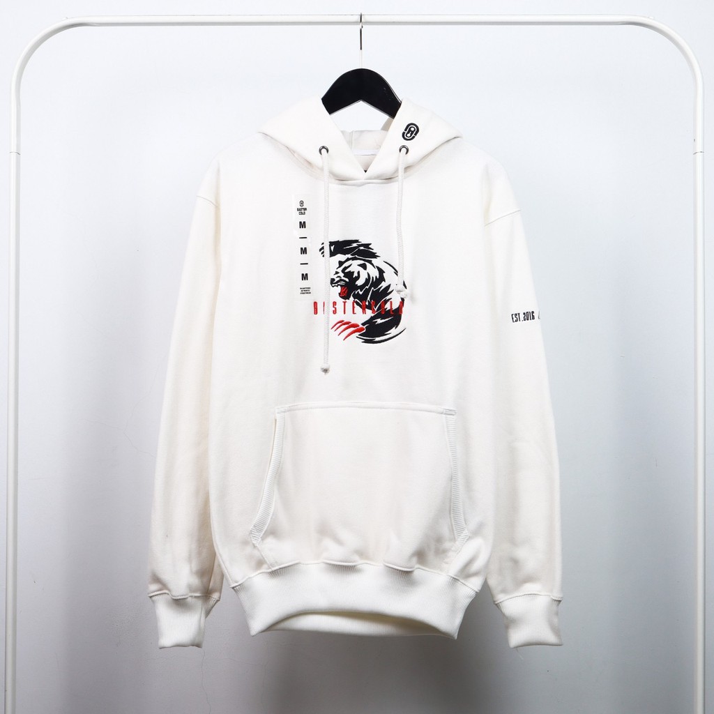 Jaket Sweater Hoodie BSTR BEAR EMBRO – White Edition Fashion Trendy Casual Pria Good Brand Quality S