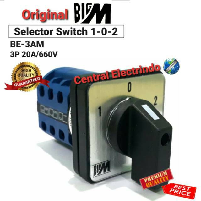 Selector Switch BigM BE-3AM 1-0-2 3P 20A/660V.
