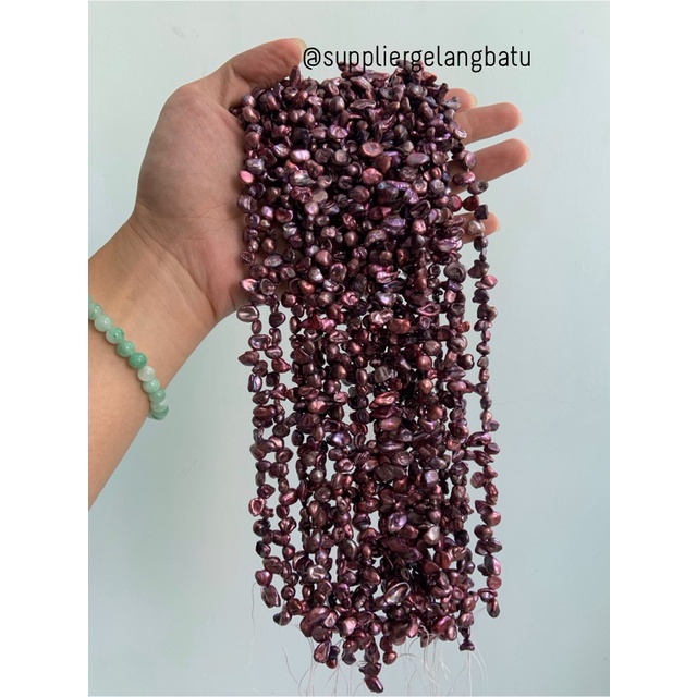 kerikil Mutiara Air Tawar KESHI MERAH tetes OVAL fresh water pearl RED