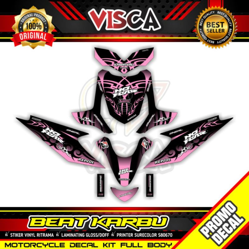 STICKER DECAL FULL BODY HONDA BEAT KARBU PINK BLACK