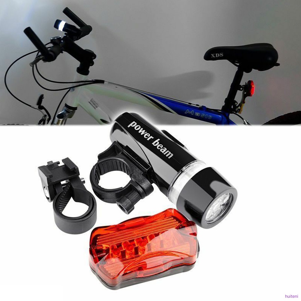 Bike Front Rear Light Set LED Headlight Flashlight Taillight Set Night Cycling Bicycle Lamp Kit huiteni