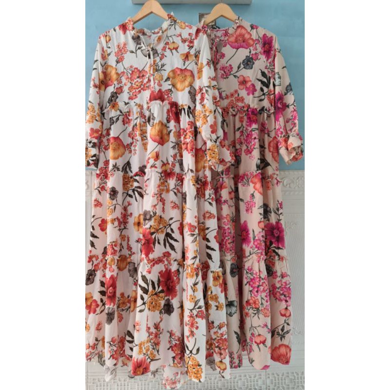 Gamis import | motif | Zara Flower | ORI | Import Bangkok | Glenca chysara Dress | Gamis susun canda