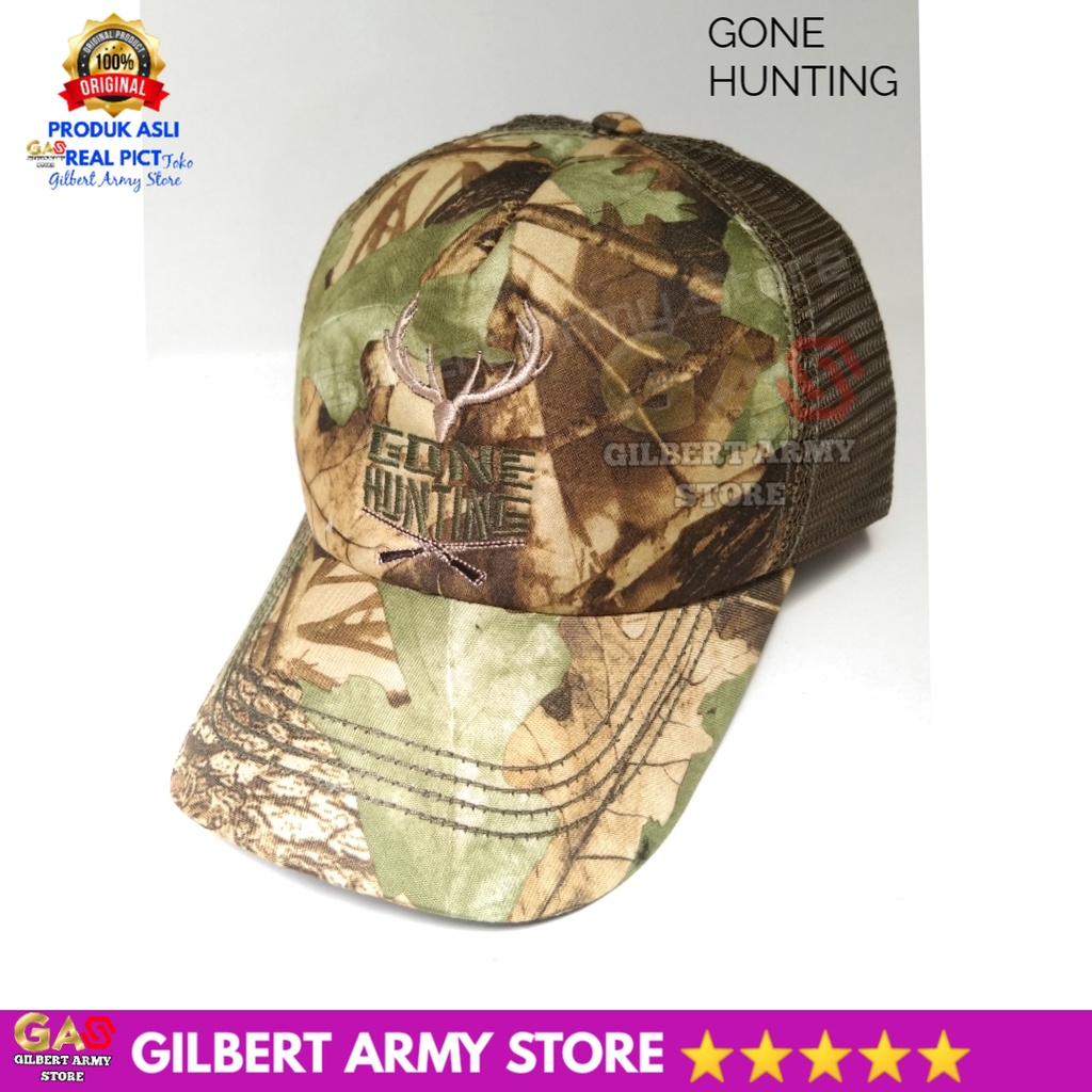 GILBERT ARMY STORE Topi Loreng Camo Perbakin Terbaru Logo Bordir Military Outdoor Camping Motif Daun Berburu Realtree Grosir Premium Murah
