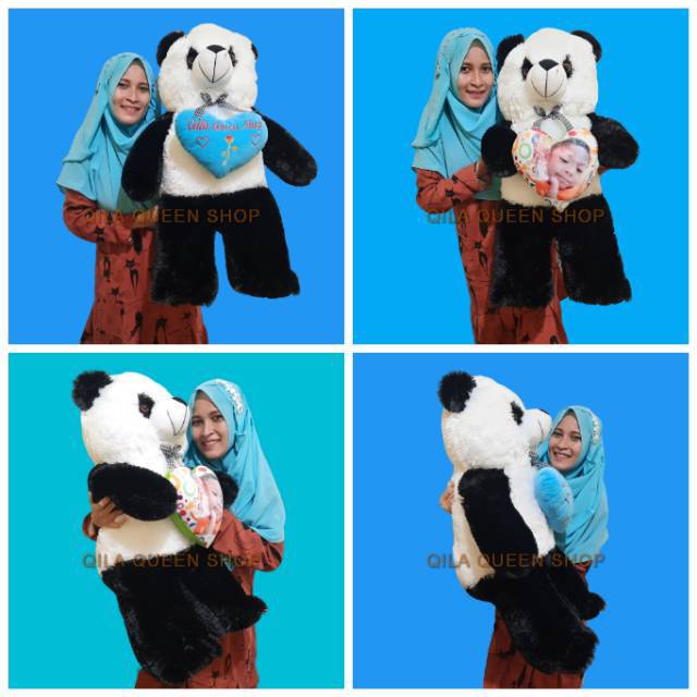 Boneka Panda jumbo HITAM PUTIH bisa ukir nama dan  photo