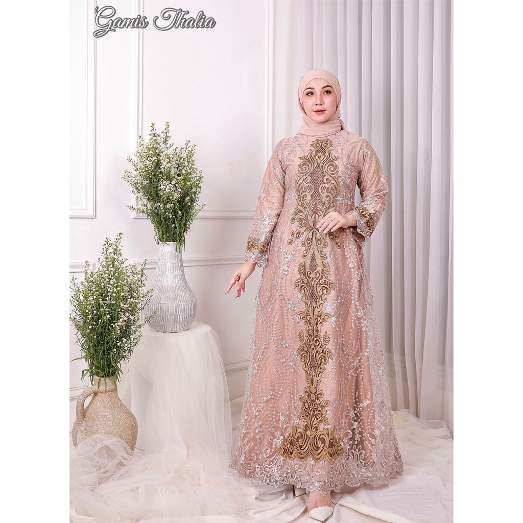 Kadai.baju / Gamis pesta bordir mewah / Gamis brukat tulle / Maxi dress SIZE M L XL XXL