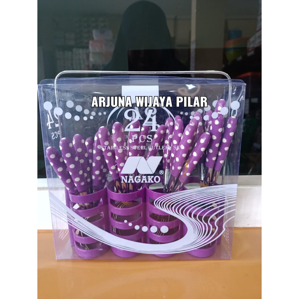 SENDOK GARPU MAKAN SET POLKADOT nagako +Bubblewrap