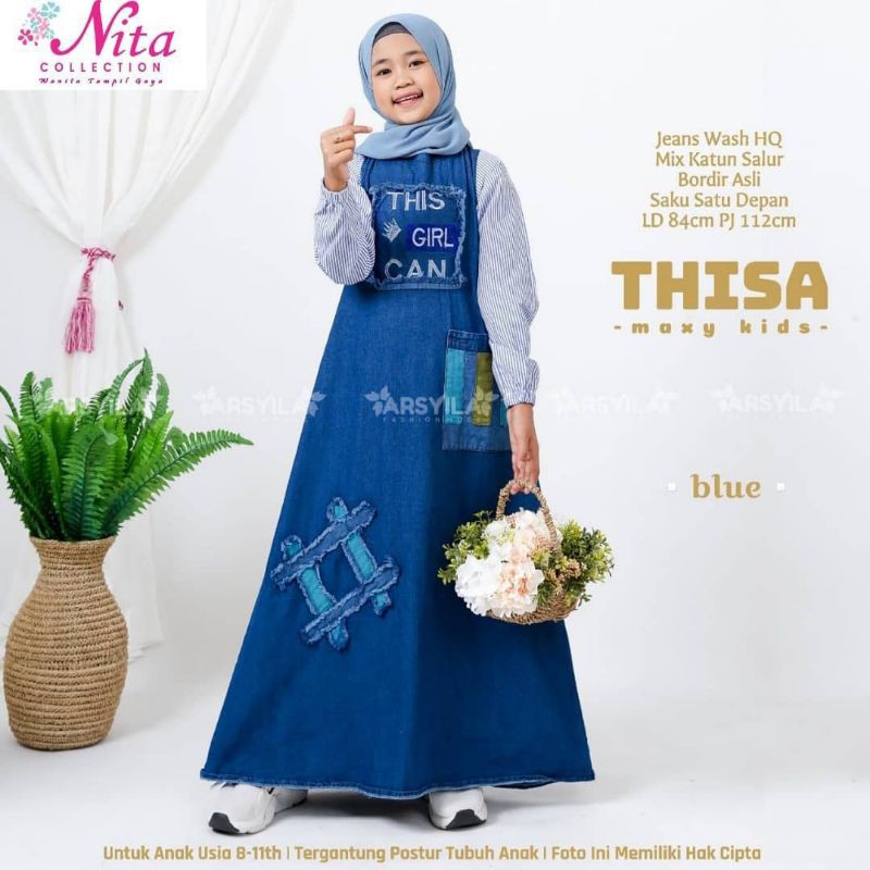 Gamis jeans anak tanggung ±10th //JF853