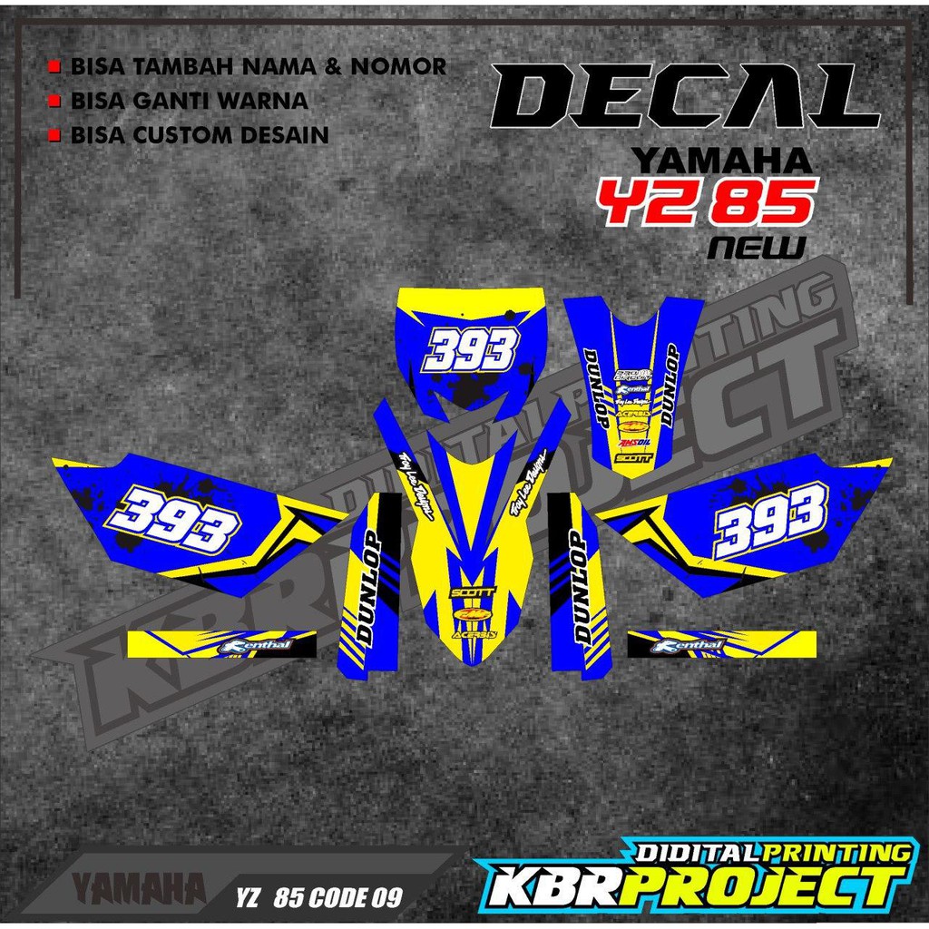 Decal Yz 85 New Kode 09 Stiker Variasi Full Body List Motor Trail Yz 85 New Bebek Bisa Custom Bebas