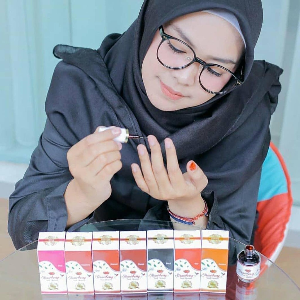 [ RED ] Kutek HENNA | Kutek Halal Wudhu Friendly Sah Sholat | Strawberry Nail Henna NHS