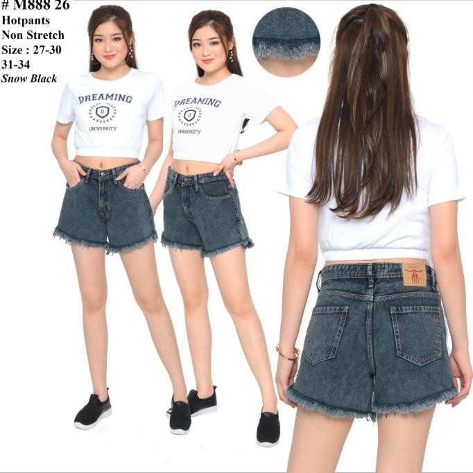 HOTPANT FRINGE CELANA JEANS PENDEK SEXY RAWIS SNOW DARK HOT PANTS LOVY CEWEK GEMES HIGHWAIST KOREAN STYLE KEKINIAN TERBARU WANITA