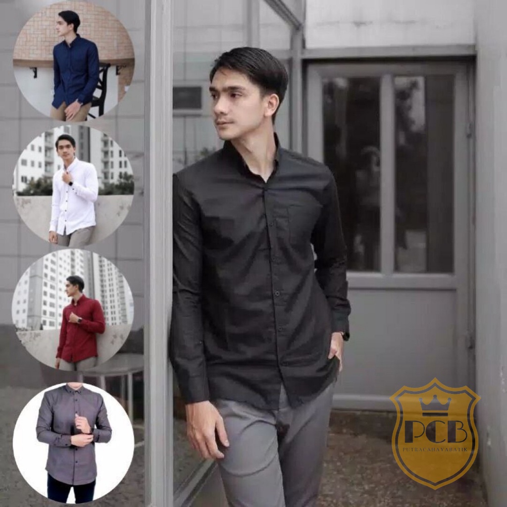 (BISA COD) Kemeja Polos Katun Kerja Kantor Formal casual kemeja pria Lengan Panjang