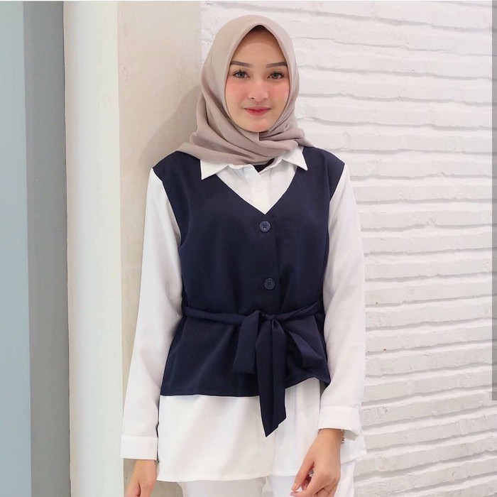 Kemeja Alemia Wanita/ Blouse Wanita Terbaru FIA.Collection-Navy Blue