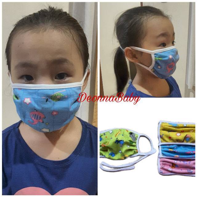 

(Minim 6pcs) Masker anak kain 2 ply