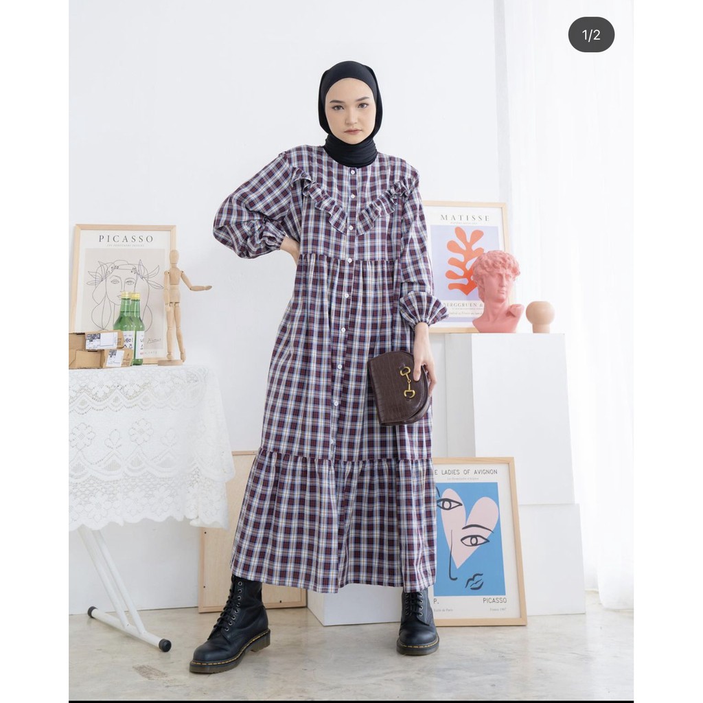 Jastip Haidee Orlin - Hayya Plaid Burgundy