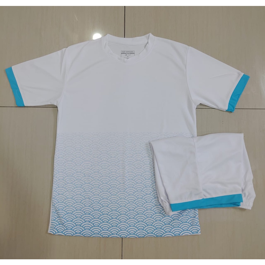 setelan jersey bola futsal non apparel putih lid biru / baju bola dewasa m l xl realpict