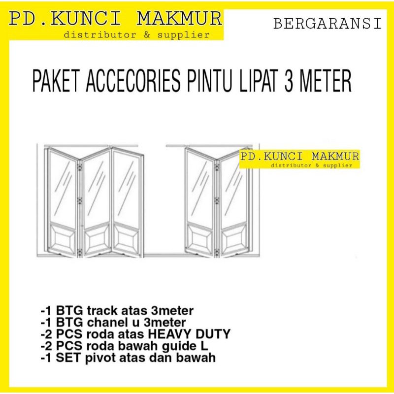 componen pintu lipat 3meter roda heavy duty 1set 3m pintu lipat folding gate accecories pintu lipat 