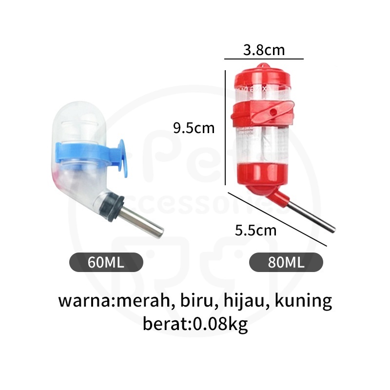 BOTOL DOT TEMPAT MINUM GANTUNG KELINCI KUCING ANJING HAMSTER SUGAR GLIDER PET DRINKING BOTTLE 500ML