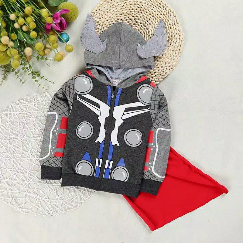 Jaket anak karakter avengers spiderman ironman captain america thor hokkyshop