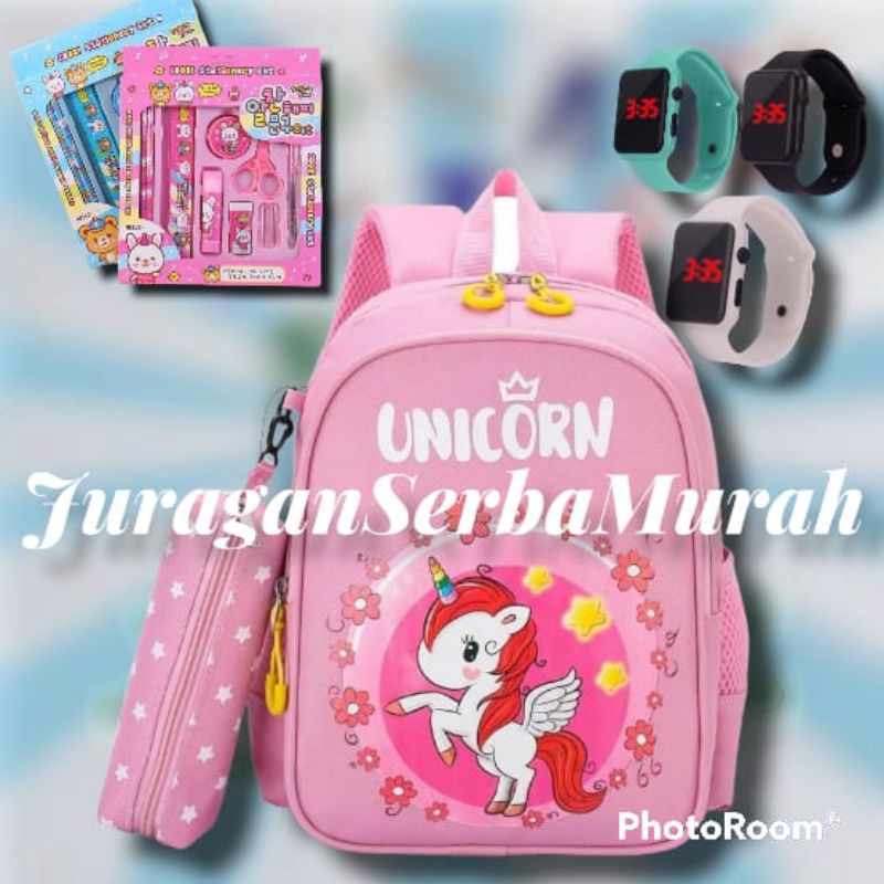 Tas Ransel Sekolah Anak Perempuan Paud TK SD Karakter Unicorn Murah