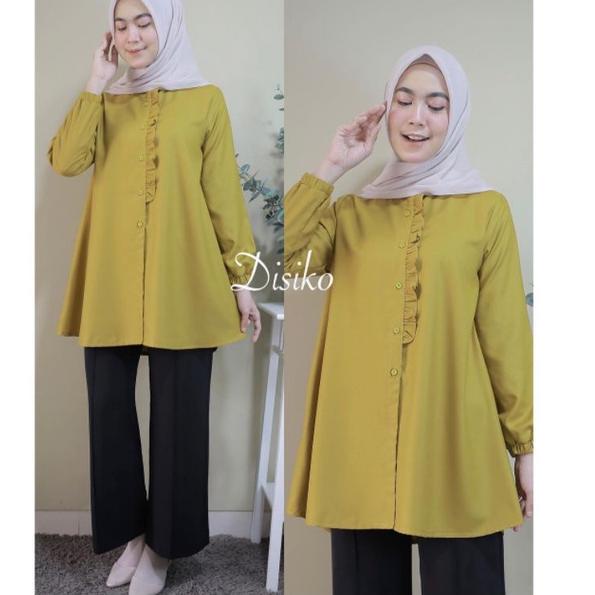 Siap Kirim.. Baju Atasan Wanita Terbaru Lala Blouse Tunik katun Toyobo Putih Hitam Big Size Jumbo Ke