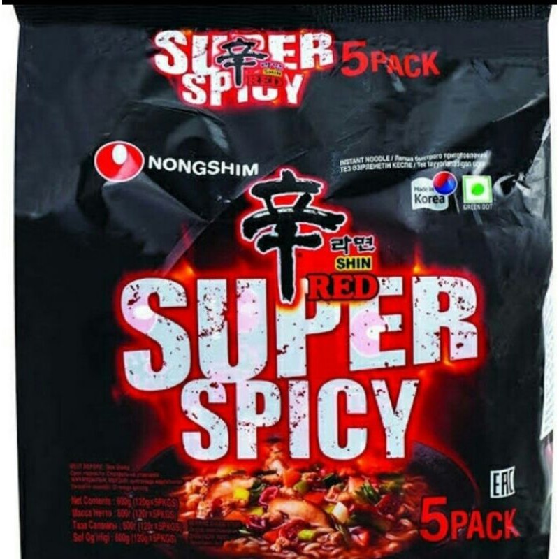 

NONGSHIM Shin Ramyun Red Super Spicy Multi Pack- Mi Instant Rasa Pedas Multi Pack 5*120gr
