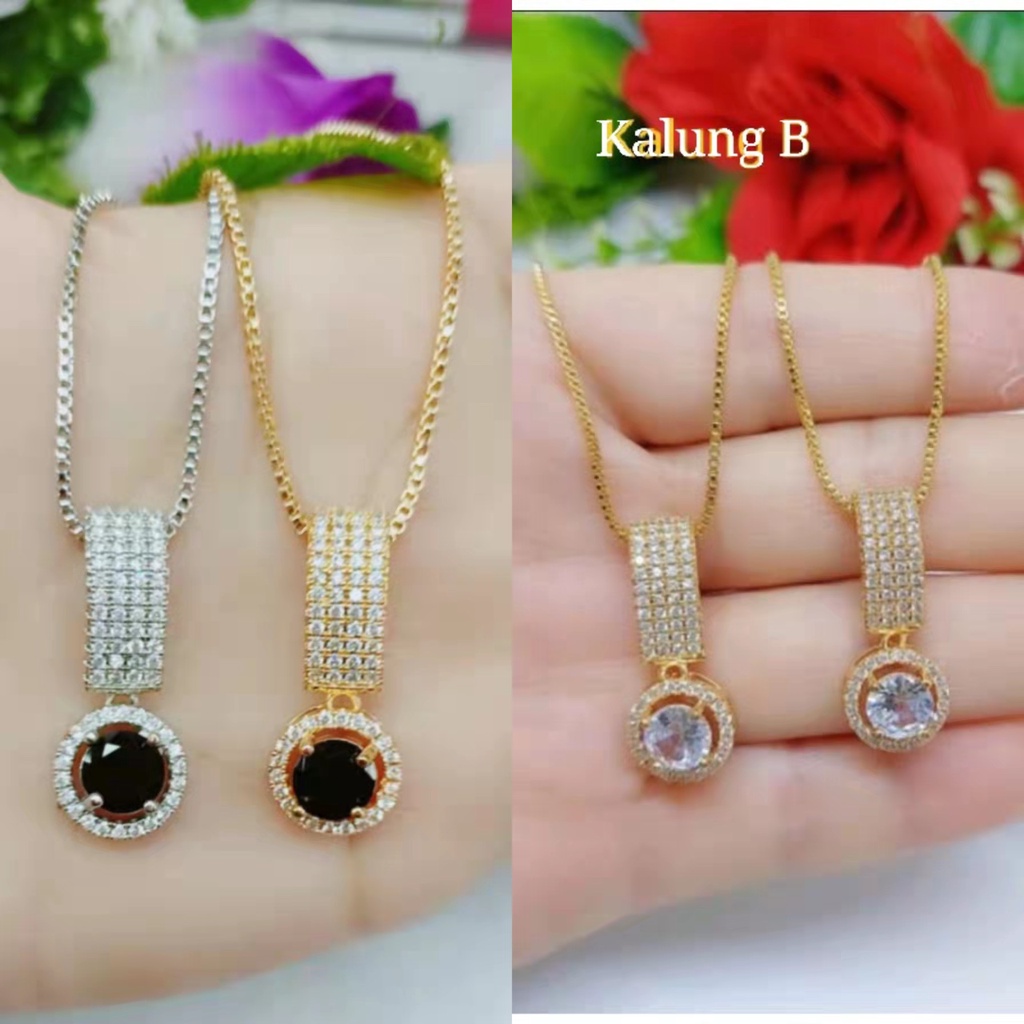 Kalung xuping permata putih&amp;hitam lapis emas A,B