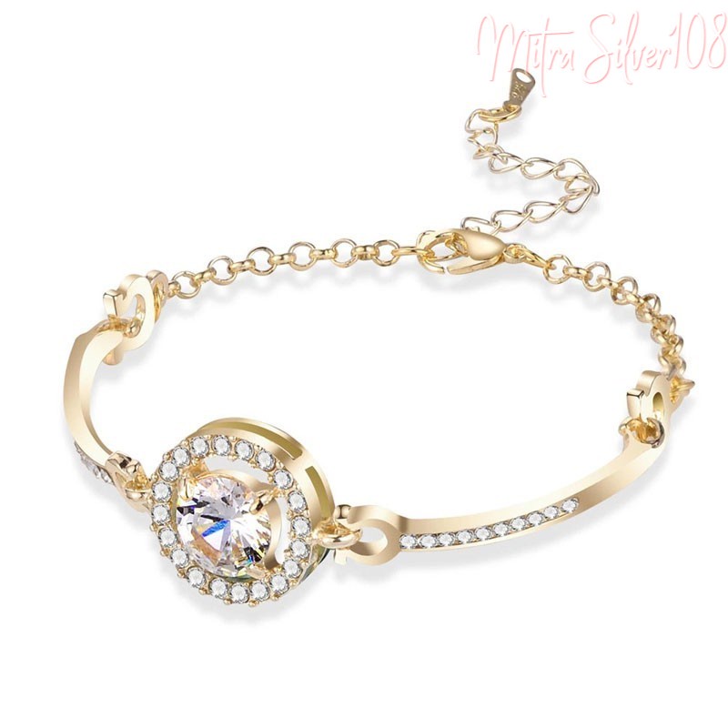 [MS108] GL 21 Gelang Wanita Gaya Korea Perhiasan Tangan Kristal Fashion Anti Karat-GL 21-Gold
