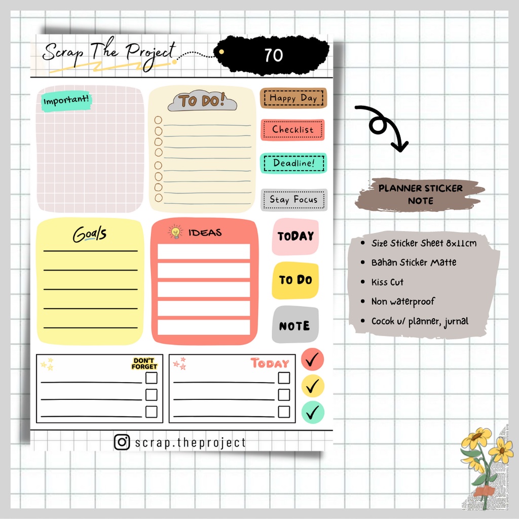 

STICKER PLANNER JOURNAL / STICKER NOTE TO DO LIST / STP - 70