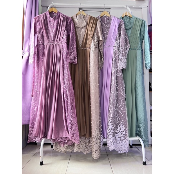 gamis brukat dress raya mutiara alunicorn puthic vanesa shella