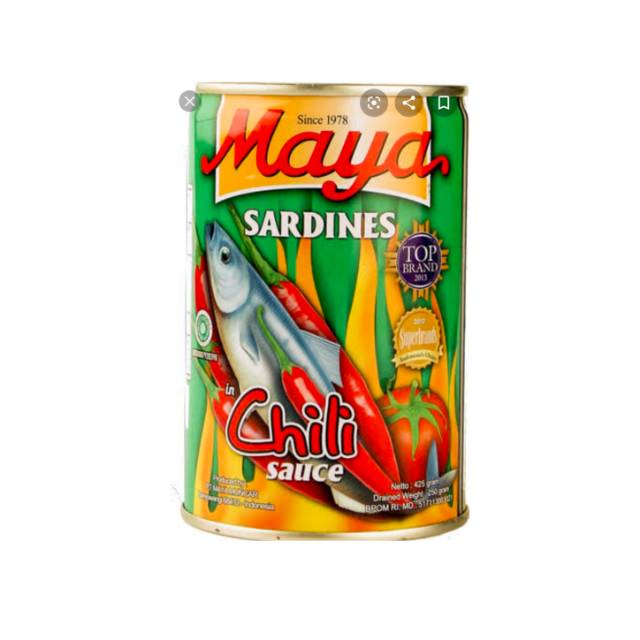 

SARDEN MAYA CHILI SAUCE dan TOMATO 425GR SARDINES MAYA MAKANAN KALENG IKAN SARDEN