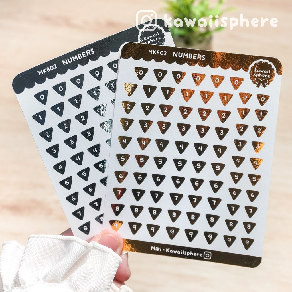 

Number Foiled Sticker Kawaiisphere | Gold / Silver Foil Planner Sticker | Angka
