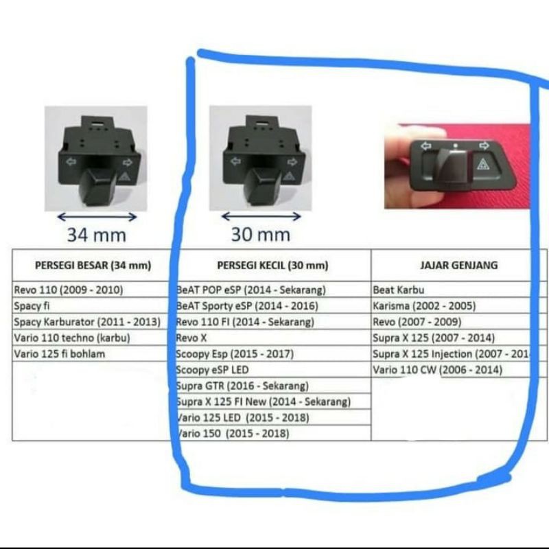 Saklar Hazard Sen Sein Motor Honda Beat Karbu Vario Karbu Vario Fi Universal