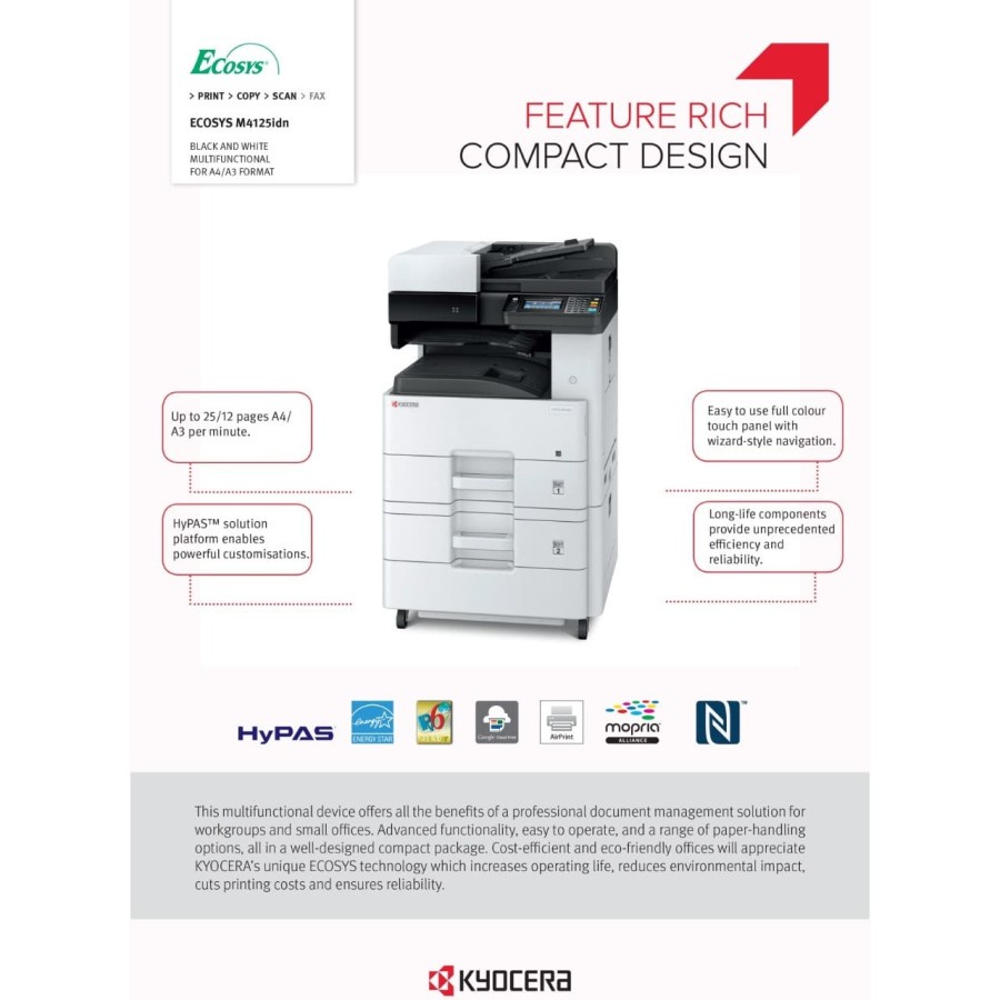 MESIN FOTOCOPY | KYOCERA ECOSYS M4125iDN | ORIGINAL | GARANSI RESMI
