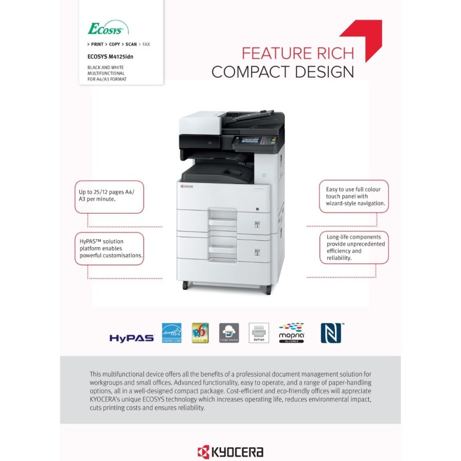 MESIN FOTOCOPY | KYOCERA ECOSYS M4125iDN | ORIGINAL | GARANSI RESMI