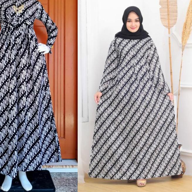 BIG SALE (iwj-288) Gamis Batik (COD) MANGGAR Gamis Batik Pesta Model Terbaru 2020