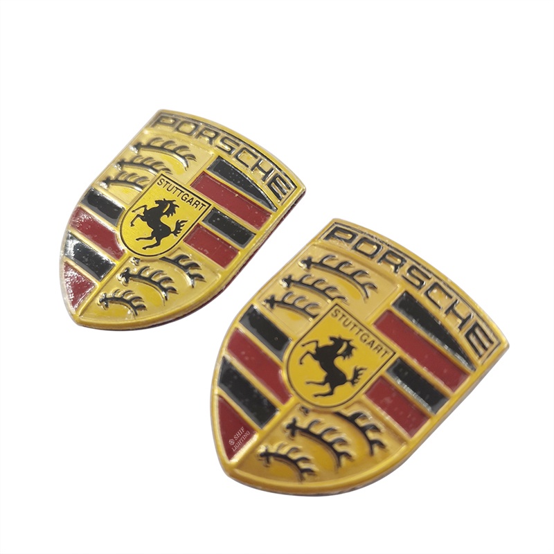 2pcs Stiker Emblem Logo Porsche Bahan Aluminum Untuk Dekorasi Sepedamobil